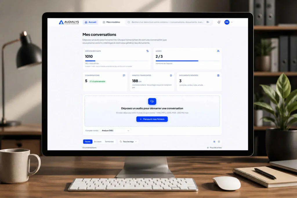 Application Audialys, transcription et génération de documents par IA